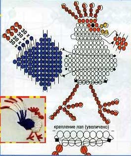 Как сделать из бисера цыпленка схема