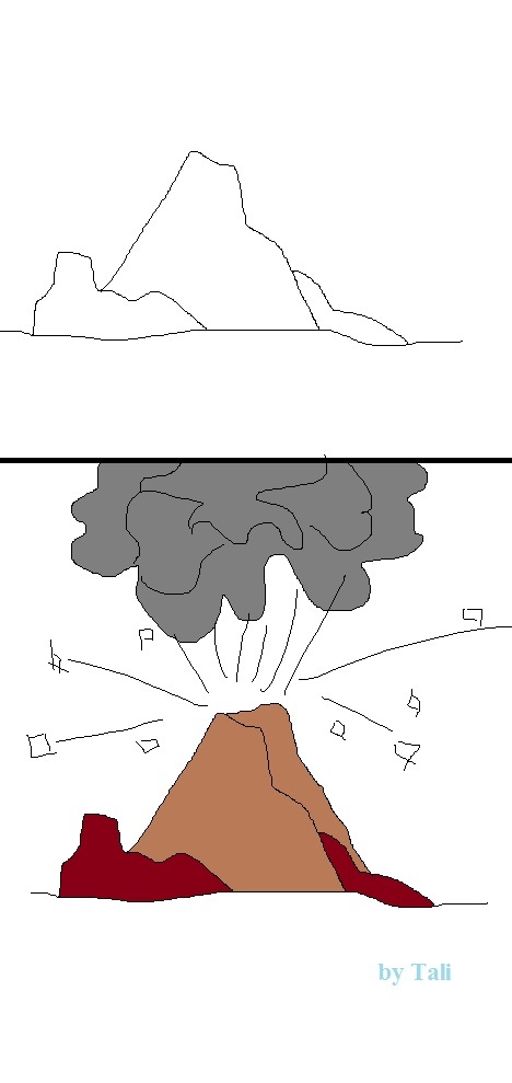 Как нарисовать вулкан